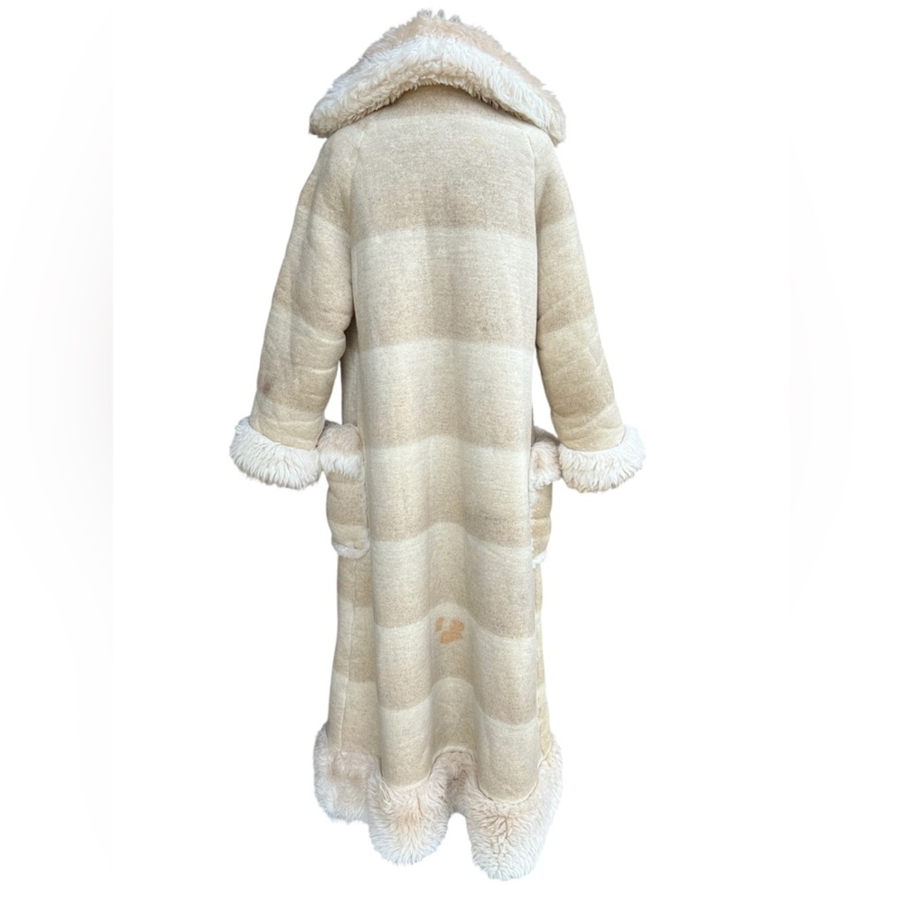 VTG Rare STAN HERMAN Lifestyle 70s Shearling Striped Pennylane Heavy Long Jacket - Picture 4 of 15